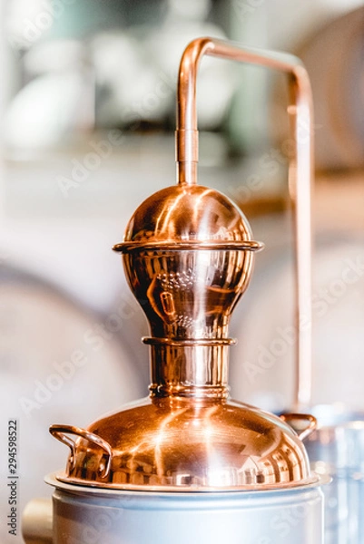 Obraz alembic still for making alcohol inside distillery