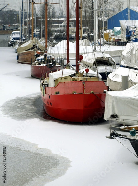 Obraz Segelschiffe im Winterhafen