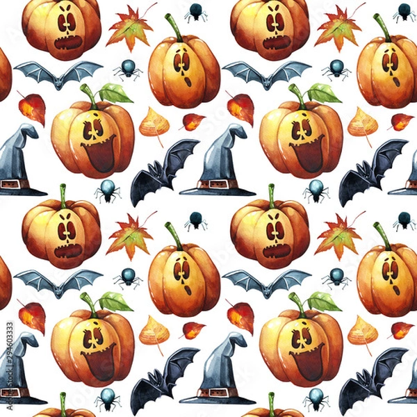 Obraz Watercolor halloween pattern