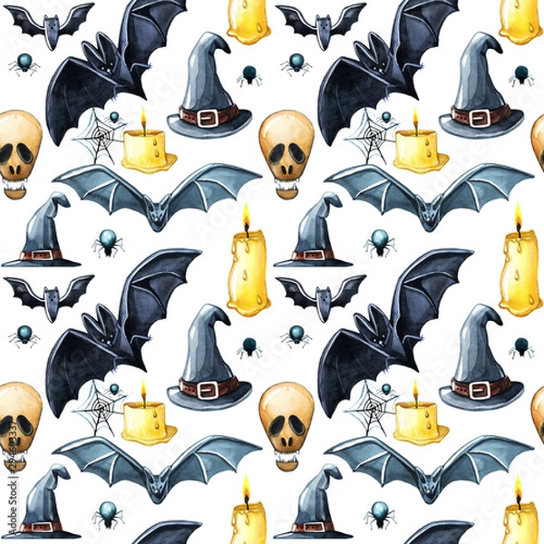 Obraz Watercolor halloween pattern
