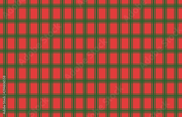 Obraz Green lines on red background, Christmas pattern. 