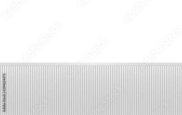 Fototapeta 3d rendering. minimal gray vertical panels on white empty wall background.