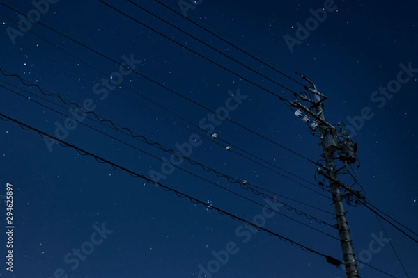 Obraz 電柱と星空