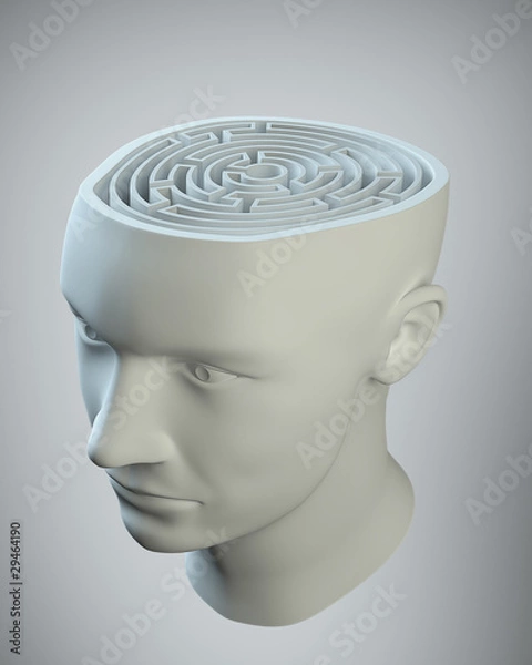 Obraz Male head with a labyrinth inside