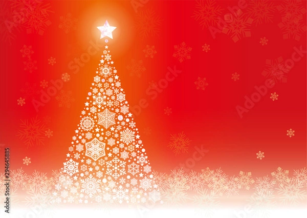 Fototapeta 雪の結晶のクリスマスツリー