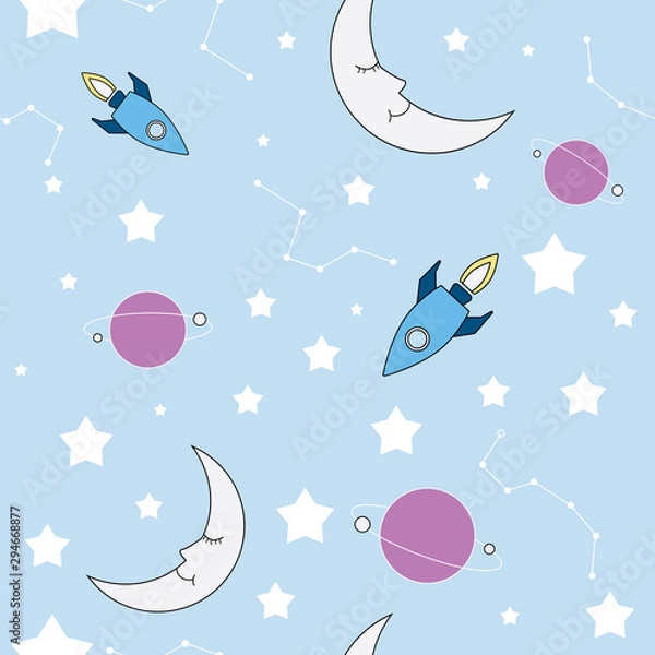 Obraz Cute galaxy seamless vecto