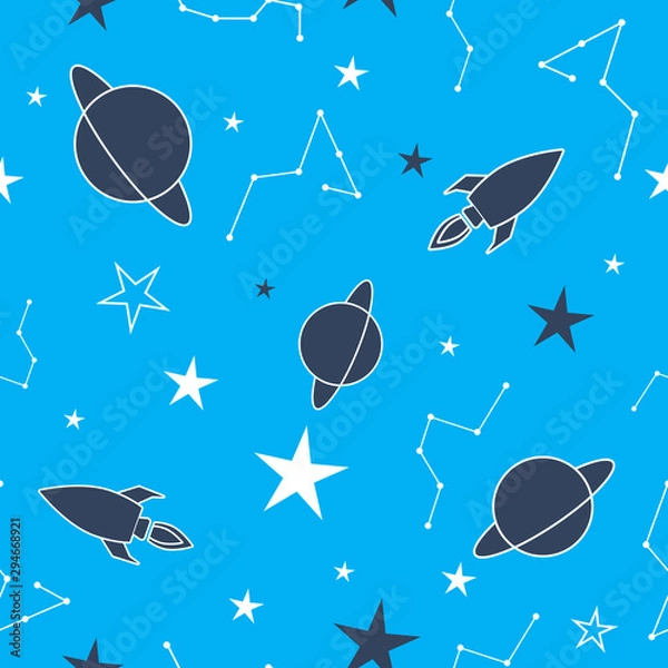 Fototapeta Galaxy pattern with spaceships
