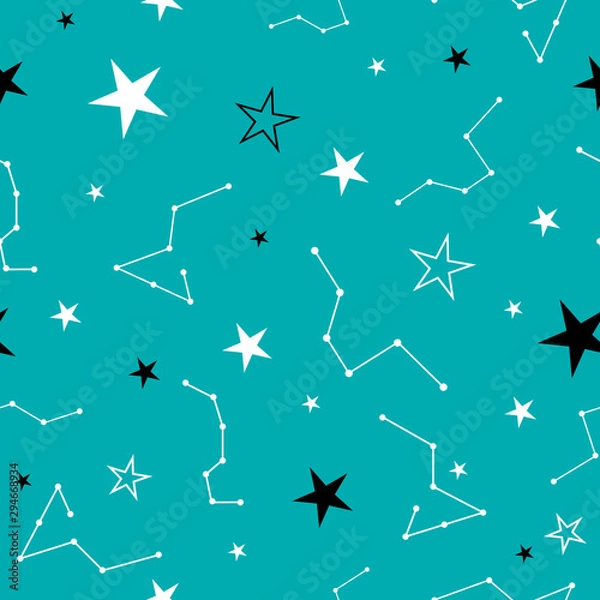 Obraz Stars in the night sky seamless vector pattern repeat