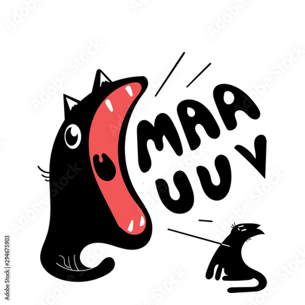 Obraz meowing cute black cat