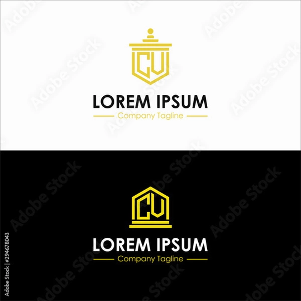 Fototapeta The company logo design is inspired by the initial letters  CV  logo. -Vectors