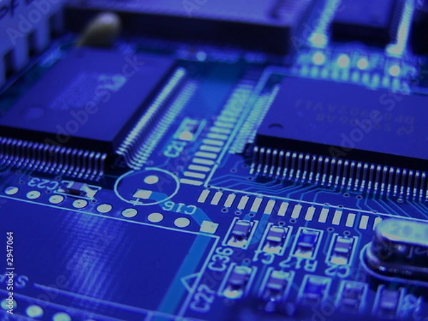 Fototapeta circuit intégré bleu