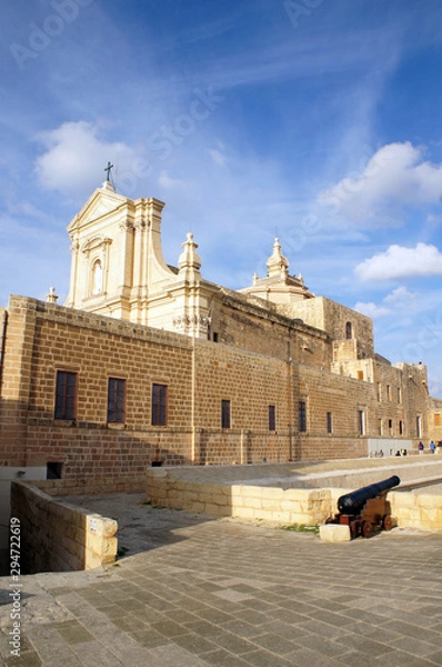 Fototapeta Side view of the Cathedral of the Assumption in the Cittadella of Victoria in Gozo, Malta