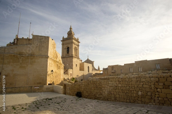 Fototapeta Side view of the Cathedral of the Assumption in the Cittadella of Victoria in Gozo, Malta