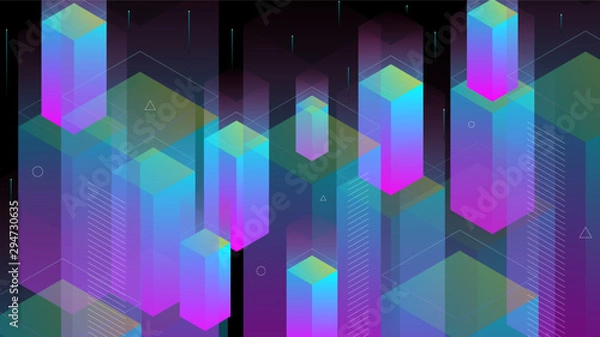Fototapeta Modern abstract background with isometric element lines and beams. The background can be used for landing page websites and banners and posters.