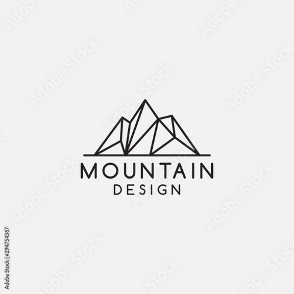 Fototapeta mountain linear logo design - vector