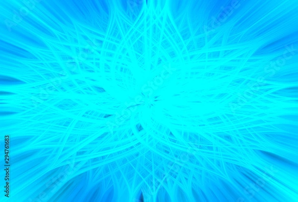 Fototapeta absrtact blue colored digital flower, sky in abstraction , nature background , wallpaper ; leaf