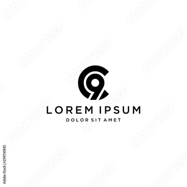 Fototapeta simple logo design or monogram or initials letters C and 9
