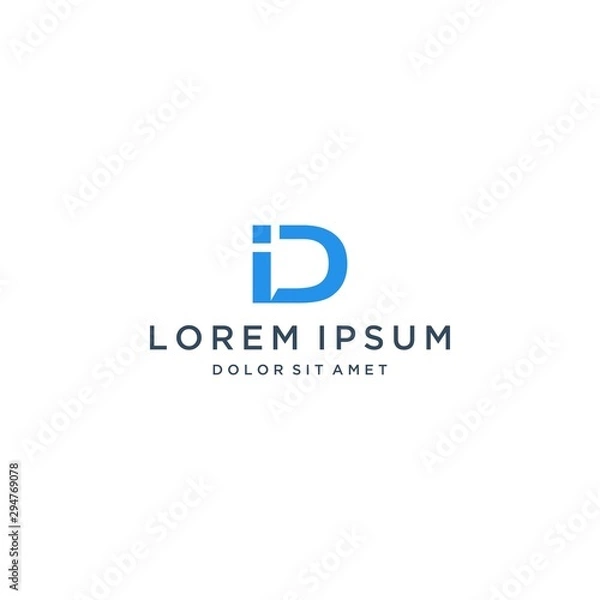 Fototapeta monogram initial letter ID logo