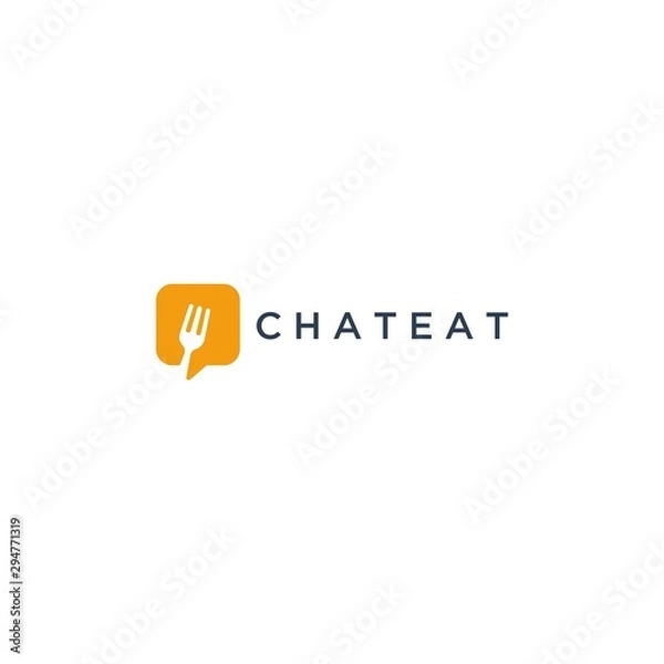Obraz technology logo design, or ordering food or chat bubbles with a fork
