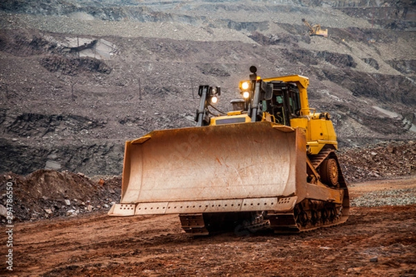 Obraz bulldozer at construction site