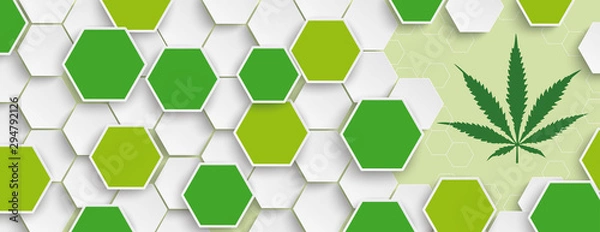Fototapeta Hexagon Structure Hemp Leaf Header