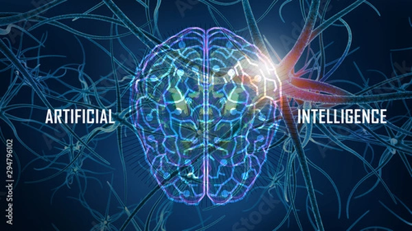Fototapeta Machine learning , artificial intelligence, ai, deep learning blockchain neural network concept.