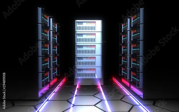 Fototapeta 3D future datacenter concept. 3d illustration