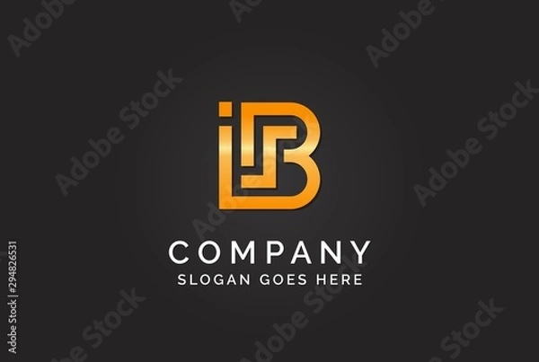 Obraz Luxury initial letter ISB golden gold color logo design. Tech business marketing modern vector