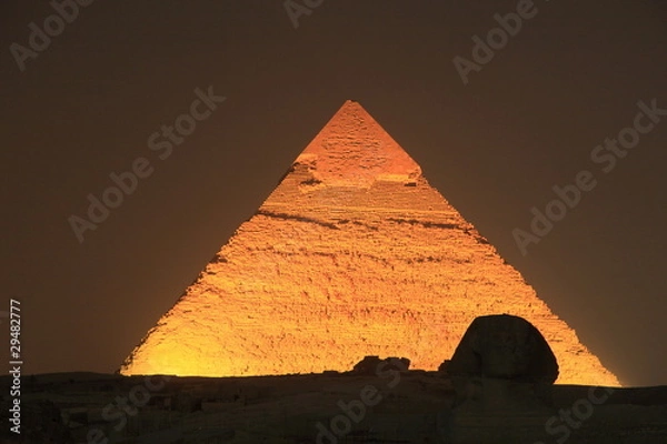 Obraz illuminated Giza Pyramid at night