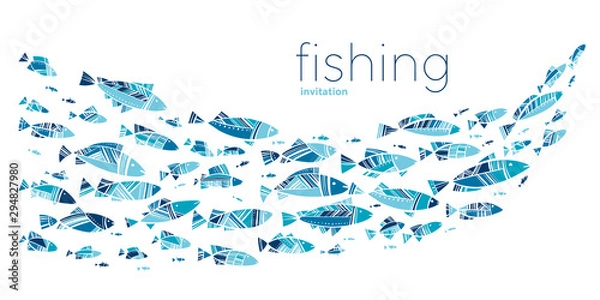 Obraz Blue school fish na białym tle