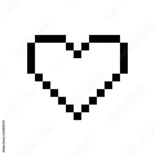 Fototapeta pixel heart icon red and black vector 