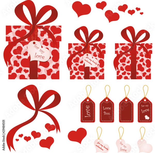 Fototapeta Happy Valentine's day gift boxes and postcards