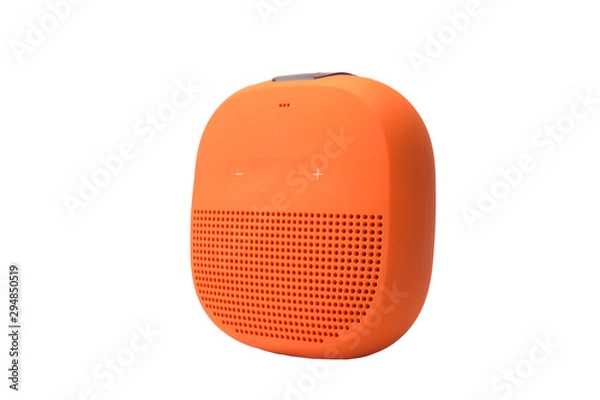 Obraz An orange wireless speaker isolated on white