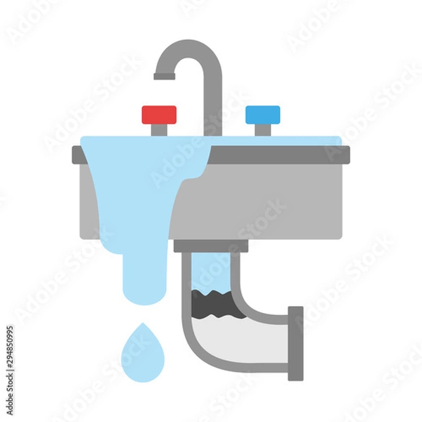 Obraz Broken sink with blocked pipe
