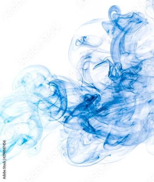 Obraz Blue smoke on white background