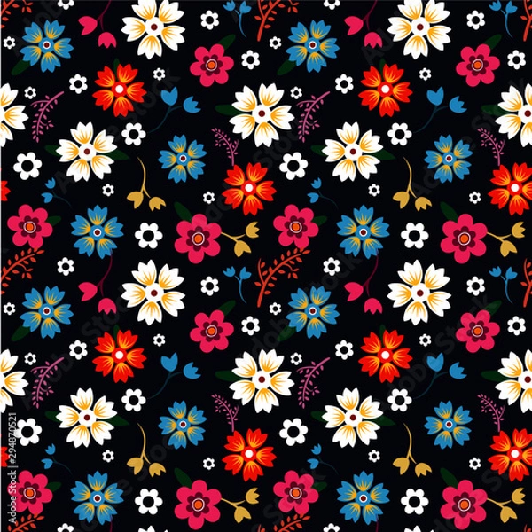 Fototapeta little ditsy flowers vector seamless backround pattern ai