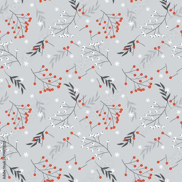 Obraz Cute Christmas berries seamless pattern.