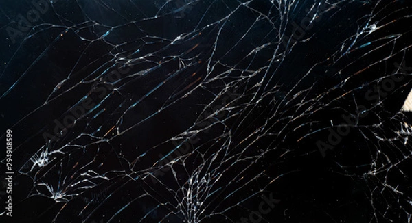 Obraz Cracked Broken Black Mirror for Texture