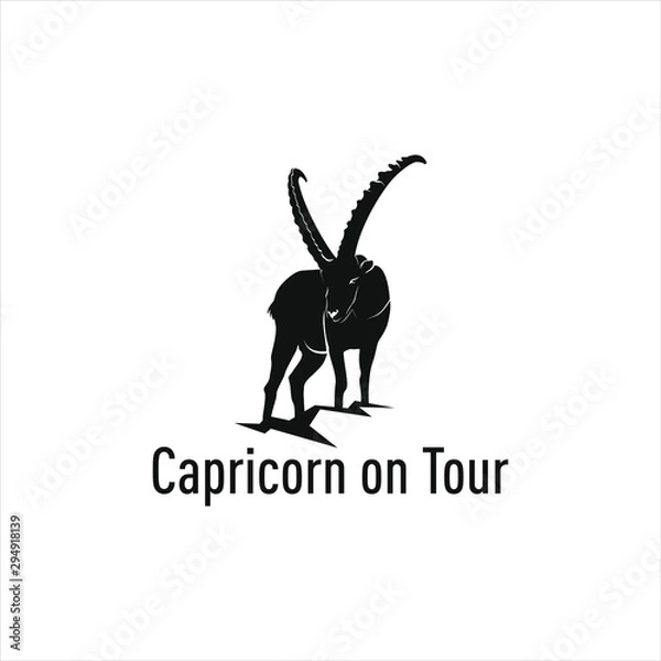 Fototapeta Capricorn logo tourism design stock , vector image and zodiac design