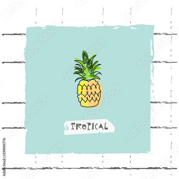 Obraz  Summer cartoon doodle hand drawn tropical vector elements