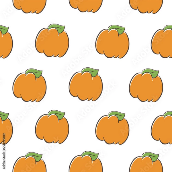 Fototapeta Colorful seamless fall pattern with pumpkins