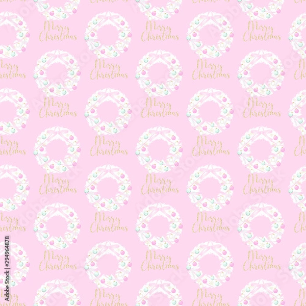 Fototapeta Pink Christmas Seamless Pattern 