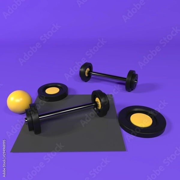 Fototapeta mancuernas fondo morado 