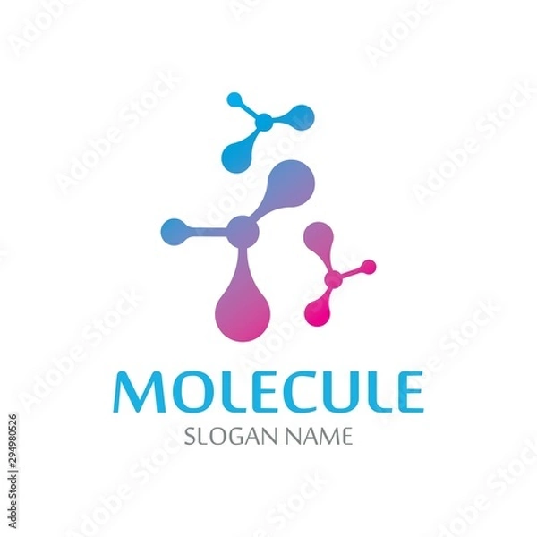 Fototapeta DNA Molecule atom logo abstract technology design vector