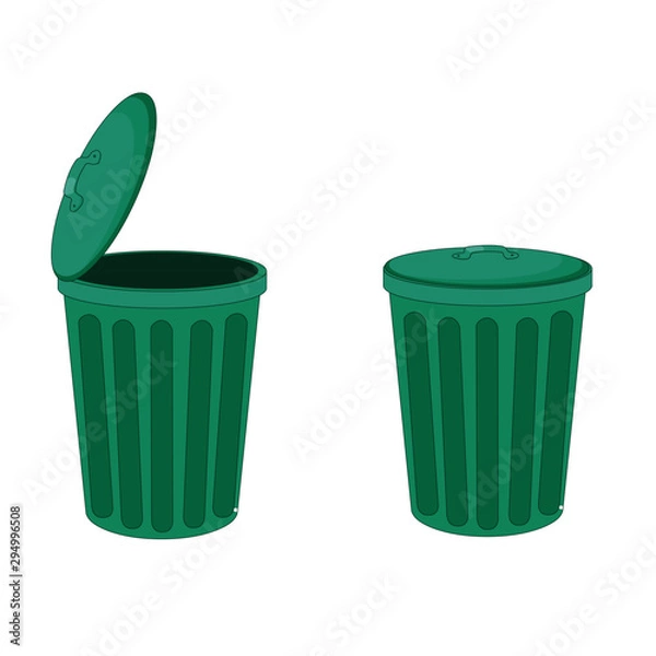 Obraz Green Open and Close Dustbins - Cartoon Vector Image