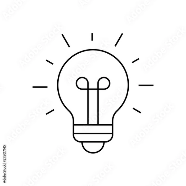 Obraz Light bulb shining icon on white background. Editable stroke