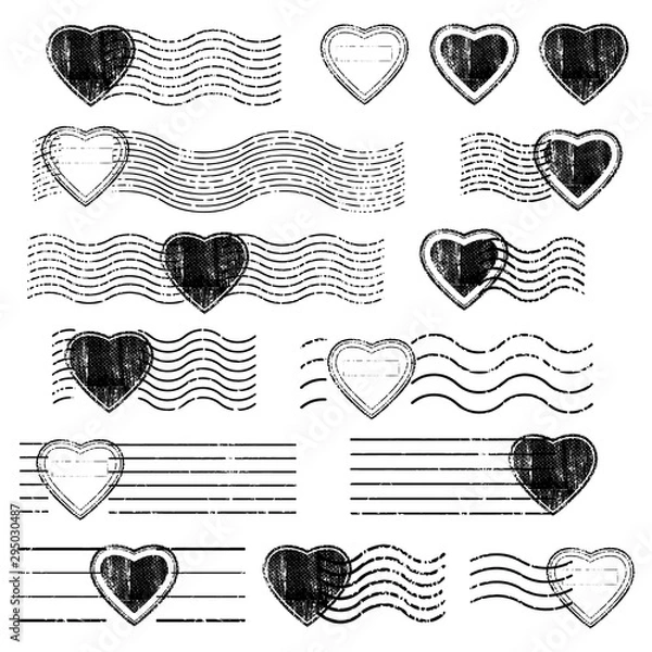 Obraz Heart vintage Blank stamp and element postal stamps set.illustration vector