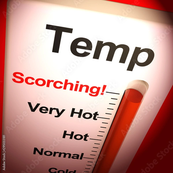 Fototapeta Temperatures scorching means a hot summer and very warm weather - 3d illustration