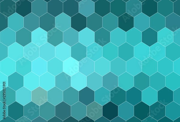 Fototapeta Light Green vector backdrop with hexagons.