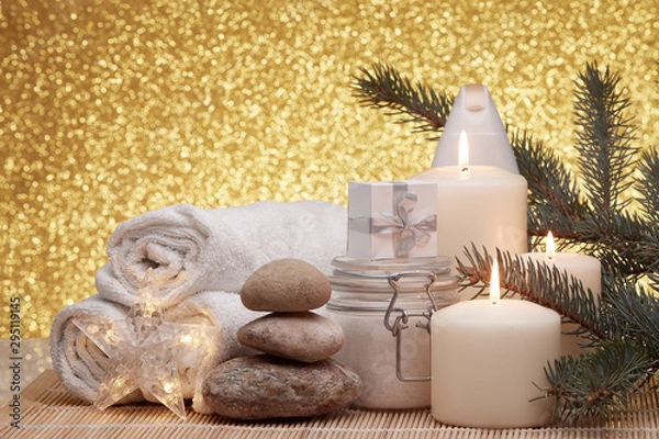 Obraz Spa composition and Christmas decorations